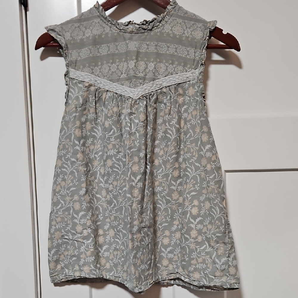 Angels Forever Young Sage Green Floral Babydoll Blouse Size Medium